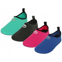 W1100L-A - Wholesale Women's "Wave" Nylon Upper Super Soft Elastic Yoga Sock Water Shoes ( Asst. Black, Fuchsia, Aqua & Royal Blue )